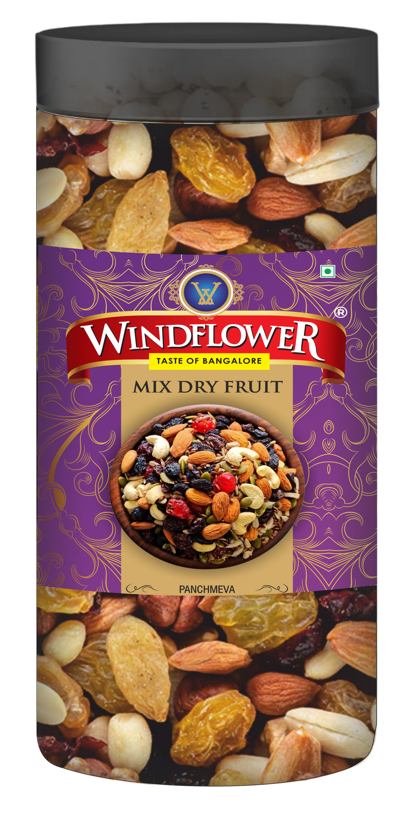 Windflower Dry Fruits Mix, Almonds, Cashew Nuts, Green Raisins, Black Raisins, Dates,425Gms