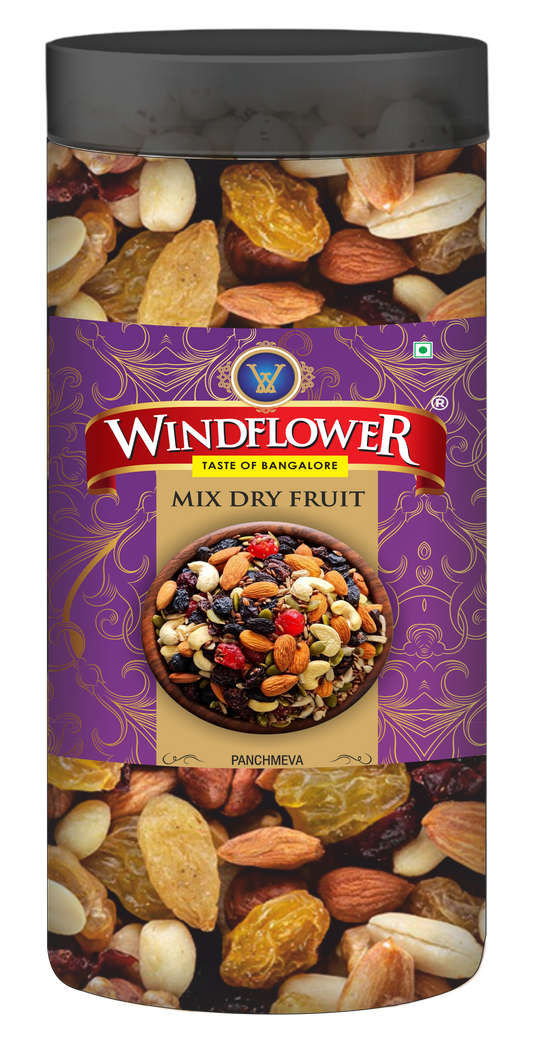 Windflower Dry Fruits Mix, Almonds, Cashew Nuts, Green Raisins, Black Raisins, Dates,425Gms