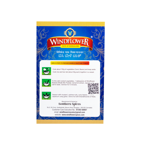 Windflower Bisibele Bhath mix Powder - 100g | Taste of Bangalore | Authentic Karnataka Special
