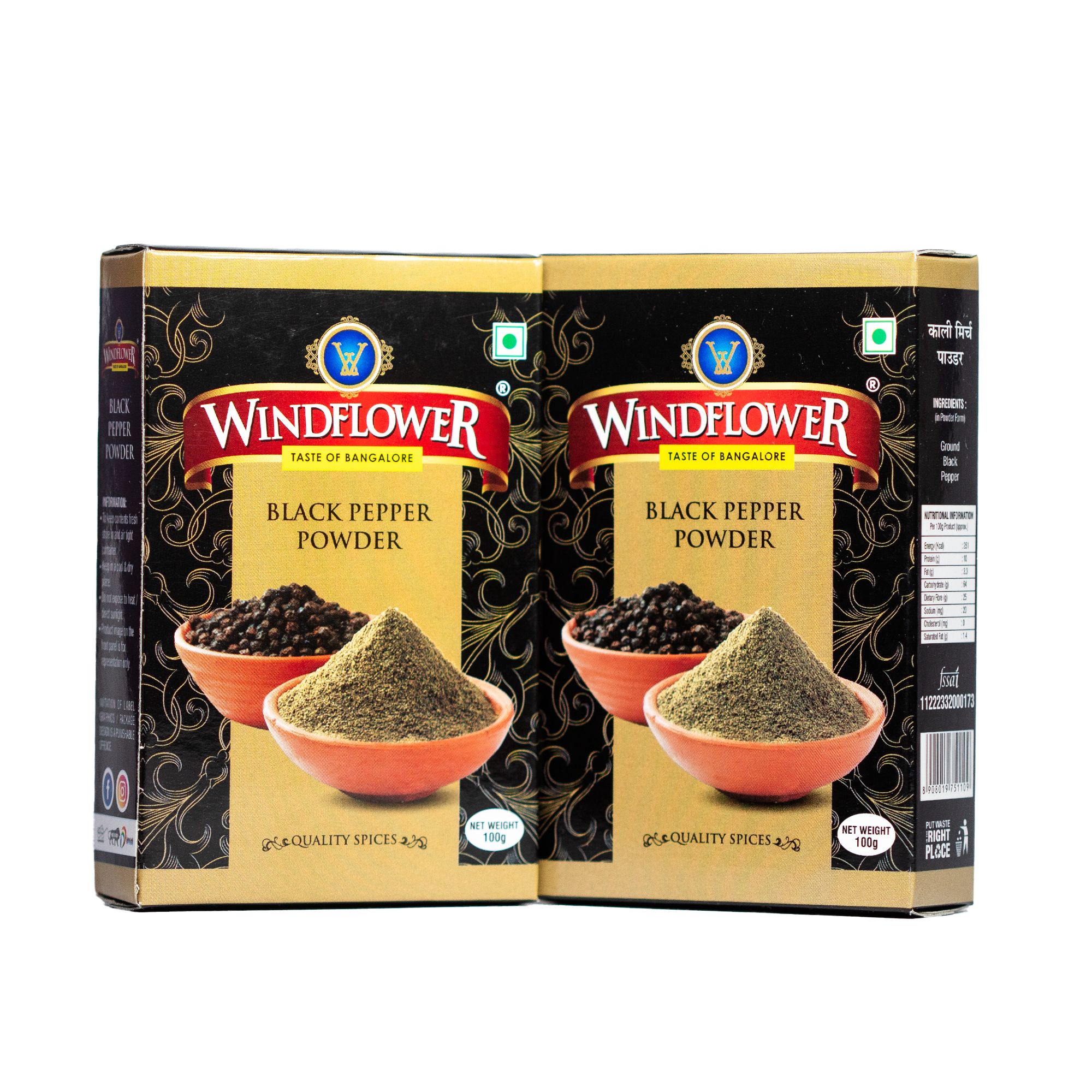 Windflower Black Pepper Powder – Pure & Aromatic Spice (100g)