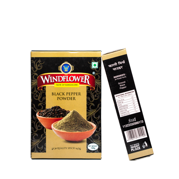 Windflower Black Pepper Powder – Pure & Aromatic Spice (100g)