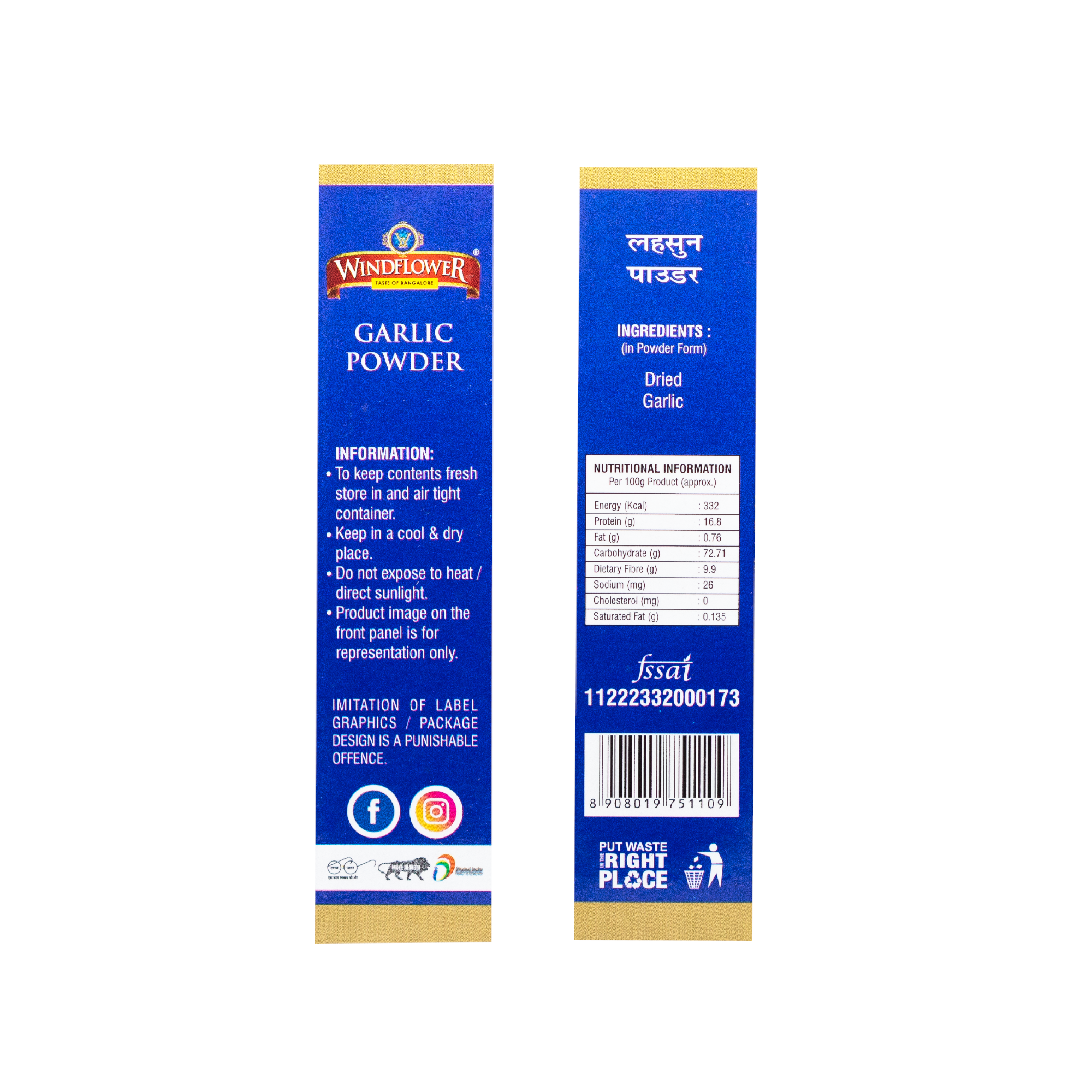 Windflower Garlic Powder - 100g | Taste of Bangalore | Authentic flavor of Premium-quality garlic.