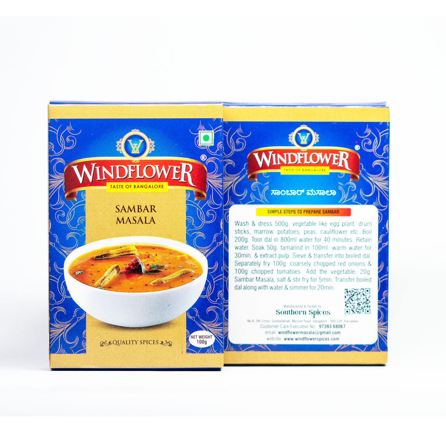 Windflower Sambar Masala - 100g | Taste of Bangalore | Perfect blend South India taste of aromatic spices
