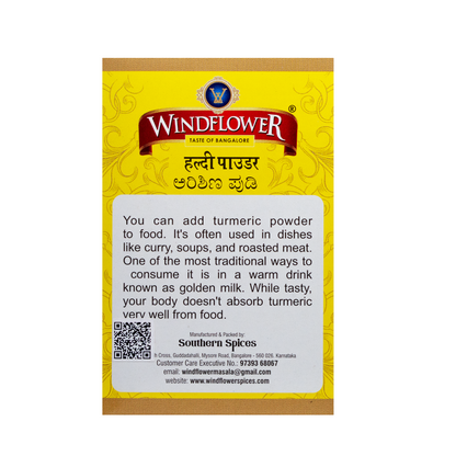 Windflower Turmeric Powder - 100g | Taste of Bangalore | Earthy aroma, authentic flavor and quality