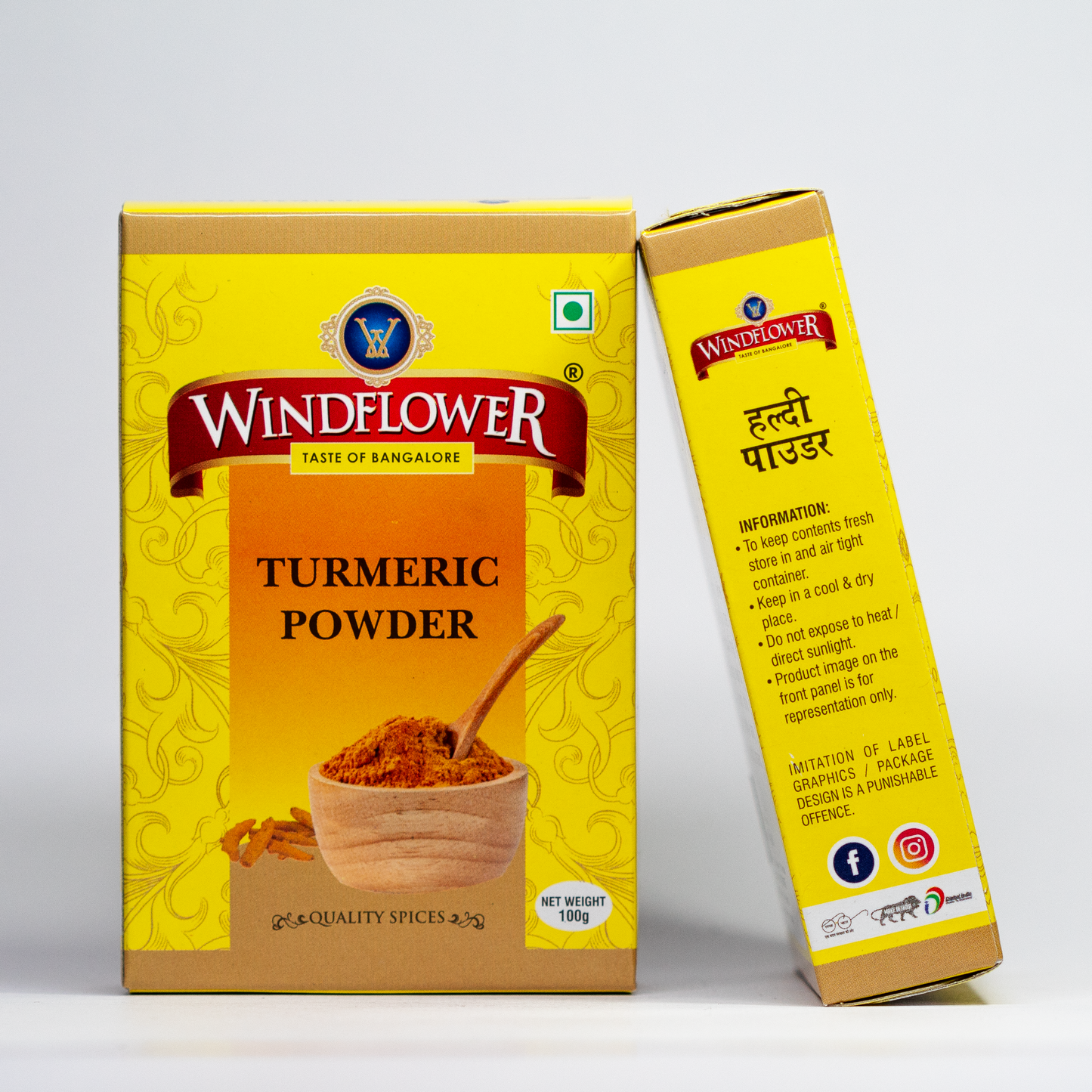 Windflower Turmeric Powder - 100g | Taste of Bangalore | Earthy aroma, authentic flavor and quality