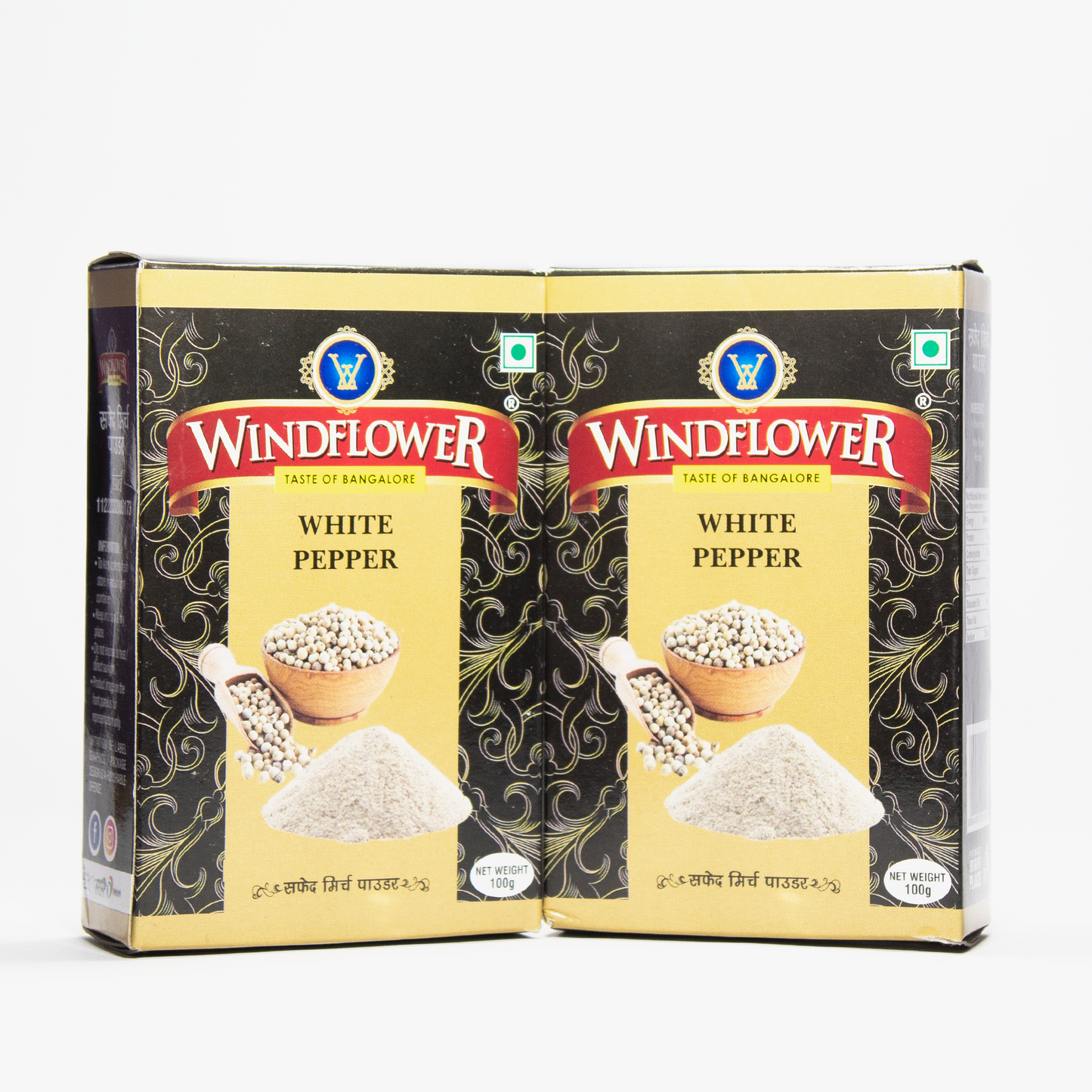 WindFlower White Pepper - 100g | Taste of Bangalore | Authentic North Indian Flavour