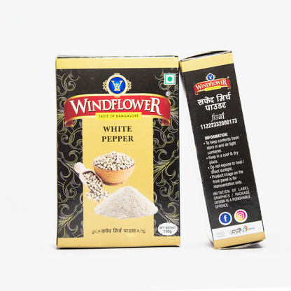 WindFlower White Pepper - 100g | Taste of Bangalore | Authentic North Indian Flavour